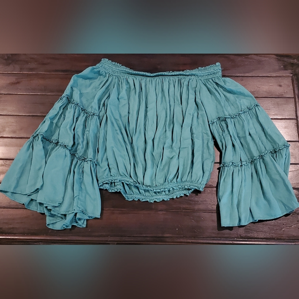 Free People Long Sleeve Cropped Shirt